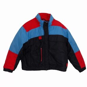 Vintage 80s  Pacific Trail Active Colorblock Down Ski Jacket Red Blue Black XL